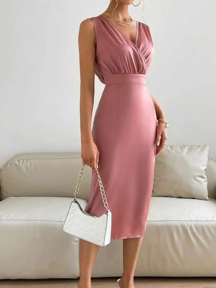 Barbie Draped Tie Split Dress