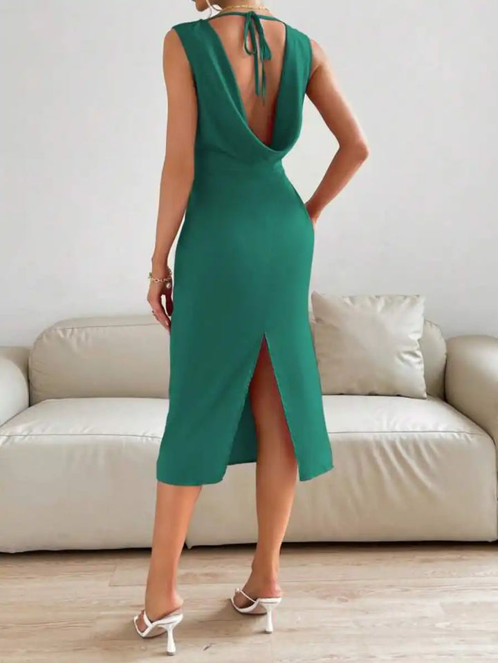 Barbie Draped Tie Split Dress