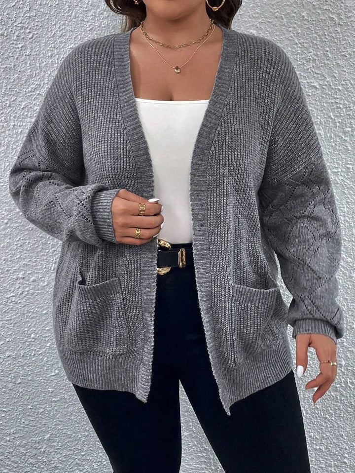 Drop Double Pocket Long Sleeve Cardigan