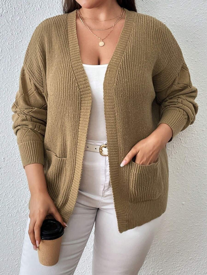 Drop Double Pocket Long Sleeve Cardigan