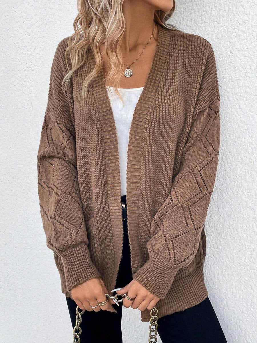 Drop Double Pocket Long Sleeve Cardigan