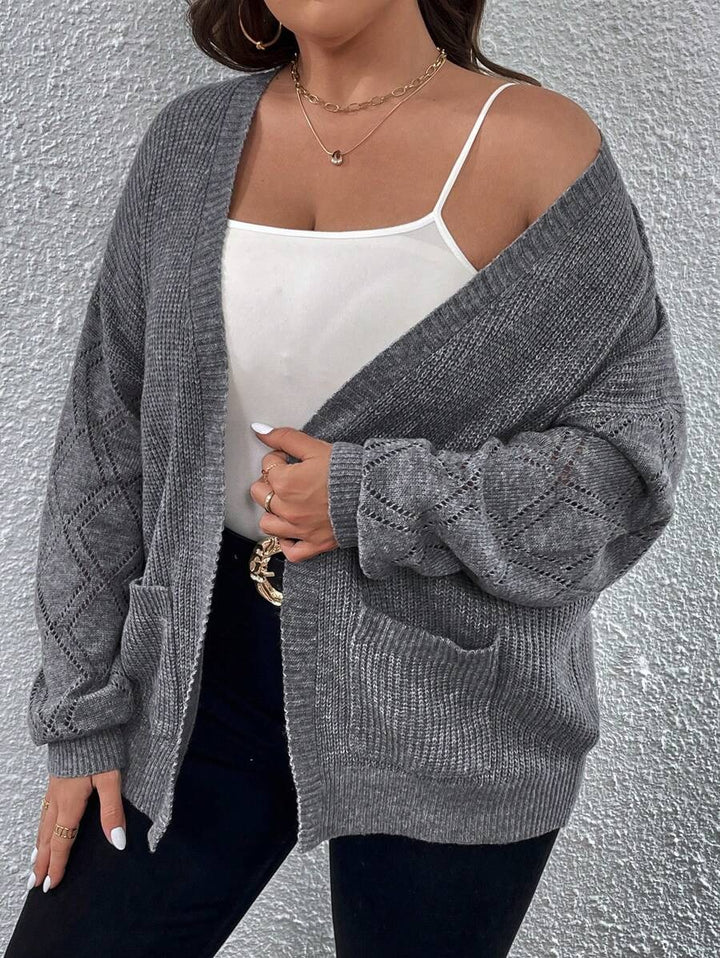 Drop Double Pocket Long Sleeve Cardigan