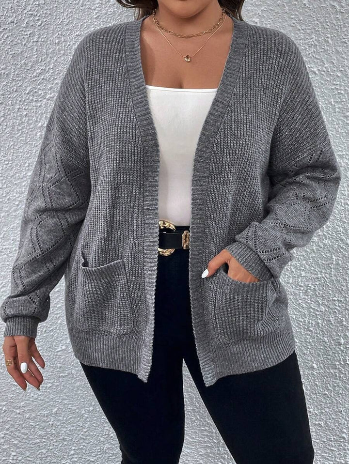 Drop Double Pocket Long Sleeve Cardigan