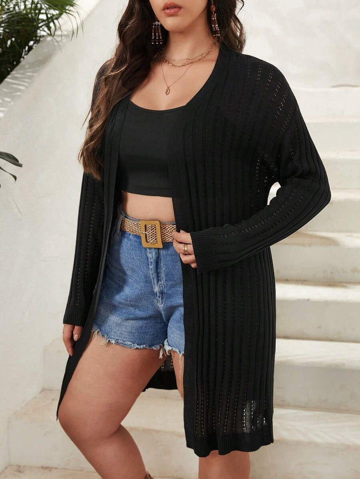 Drop Shoulder Open Front Cardigan