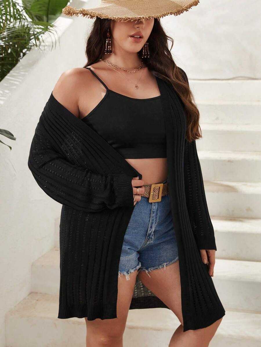 Drop Shoulder Open Front Cardigan