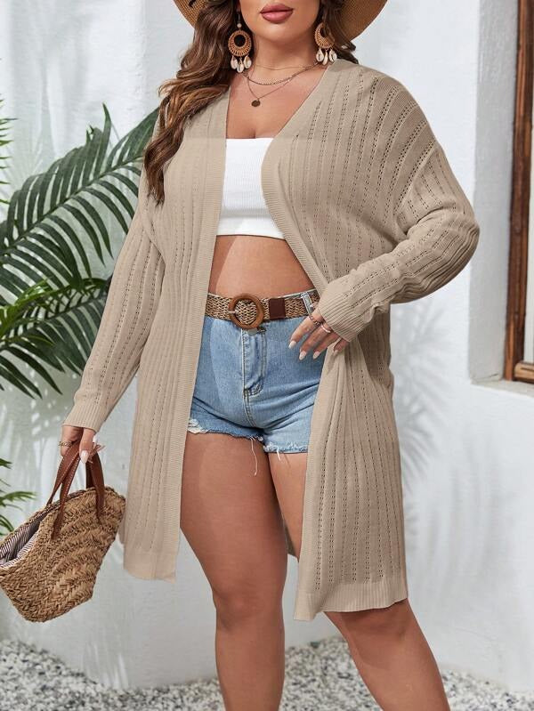 Drop Shoulder Open Front Cardigan