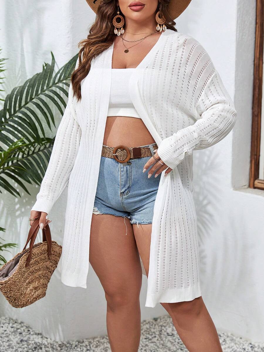 Drop Shoulder Open Front Cardigan