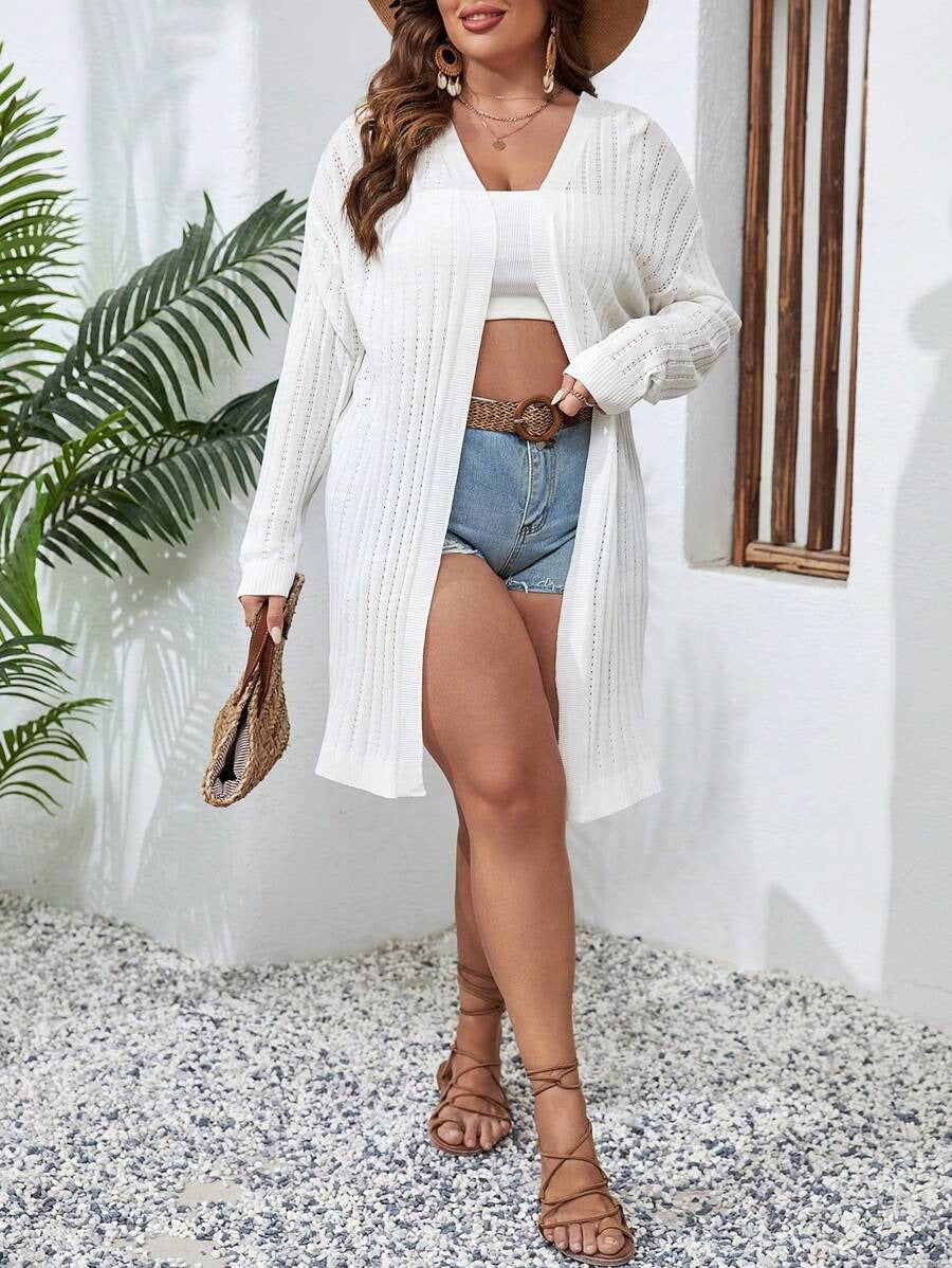 Drop Shoulder Open Front Cardigan