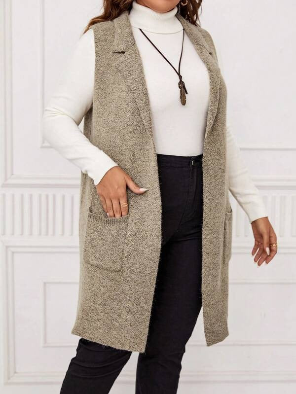 Dual Pocket Open Front Vest Cardigan