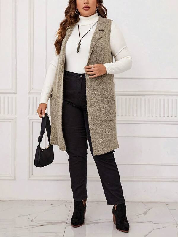 Dual Pocket Open Front Vest Cardigan