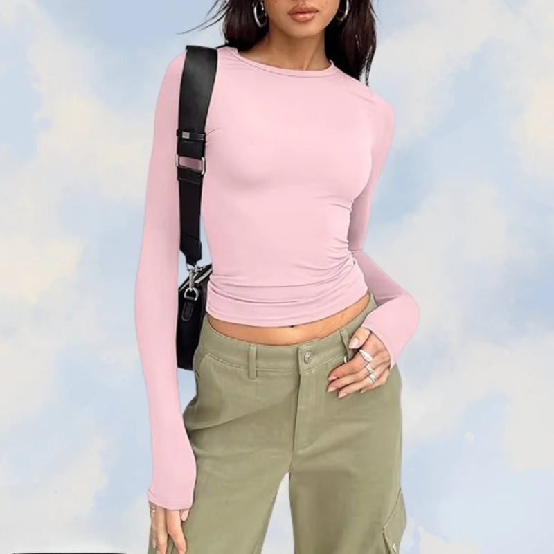 Elegant Long Sleeve Crop Top