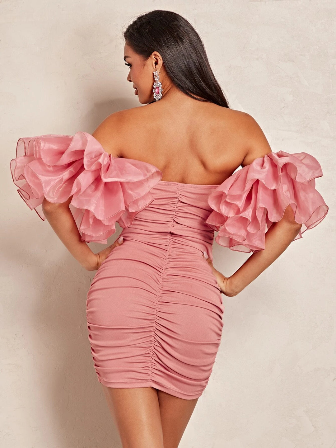 Barbie Exaggerated Ruffle Ruched Dress