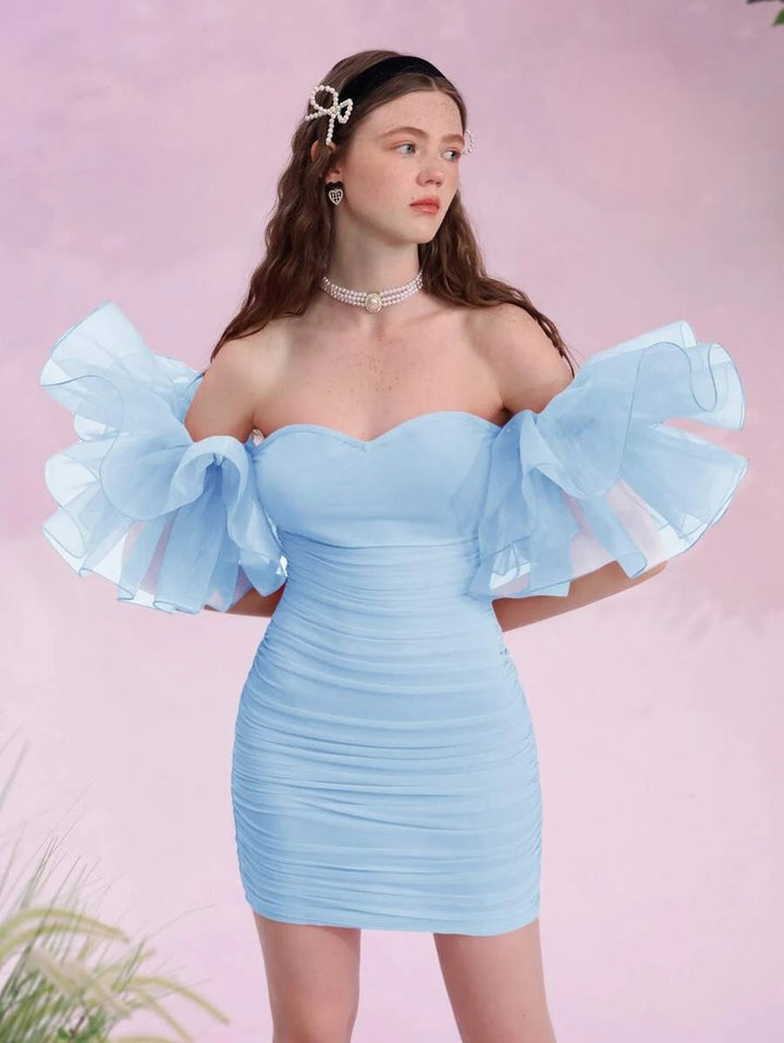 Barbie Exaggerated Ruffle Trim Mesh Dress