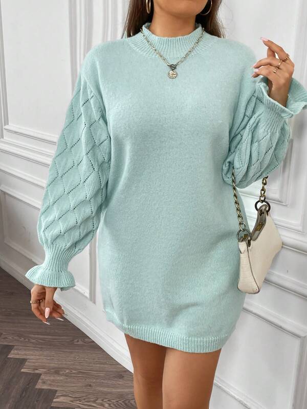 Flare Sleeve Sweater Dress