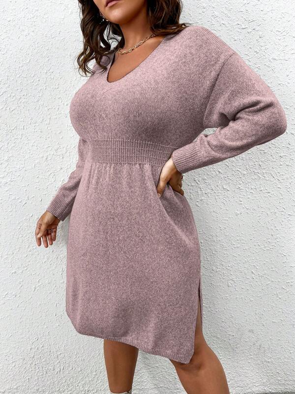 Flared Design High Waist Sweater Dress
