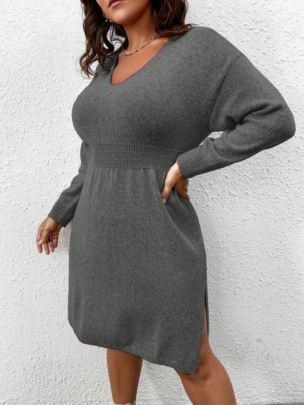 Flared Design High Waist Sweater Dress