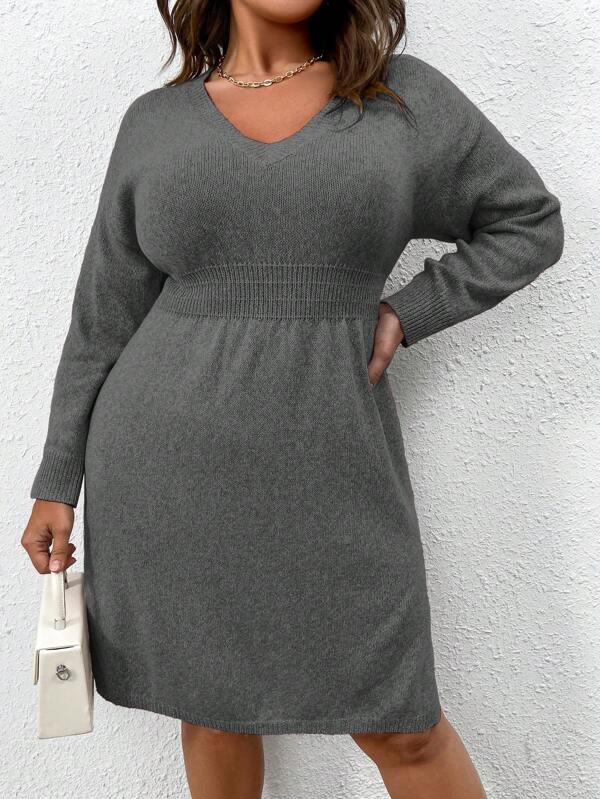 Flared Design High Waist Sweater Dress