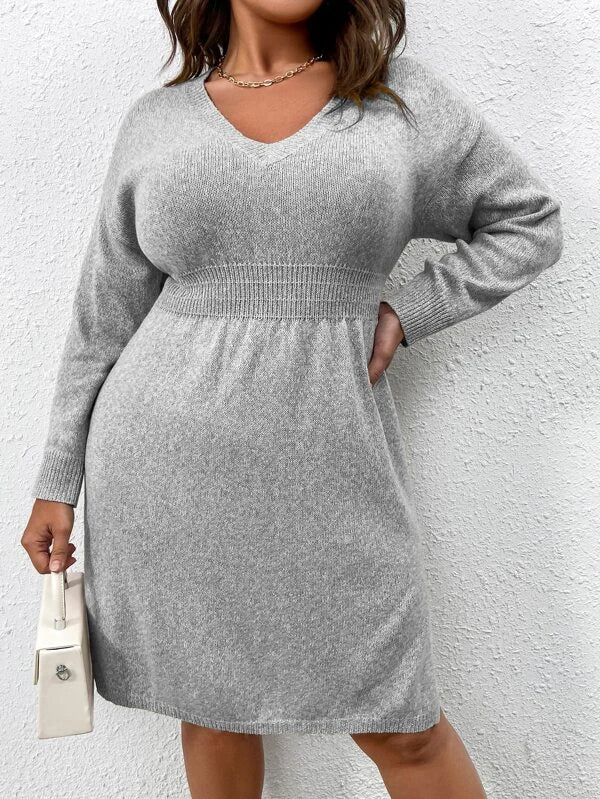 Flared Design High Waist Sweater Dress