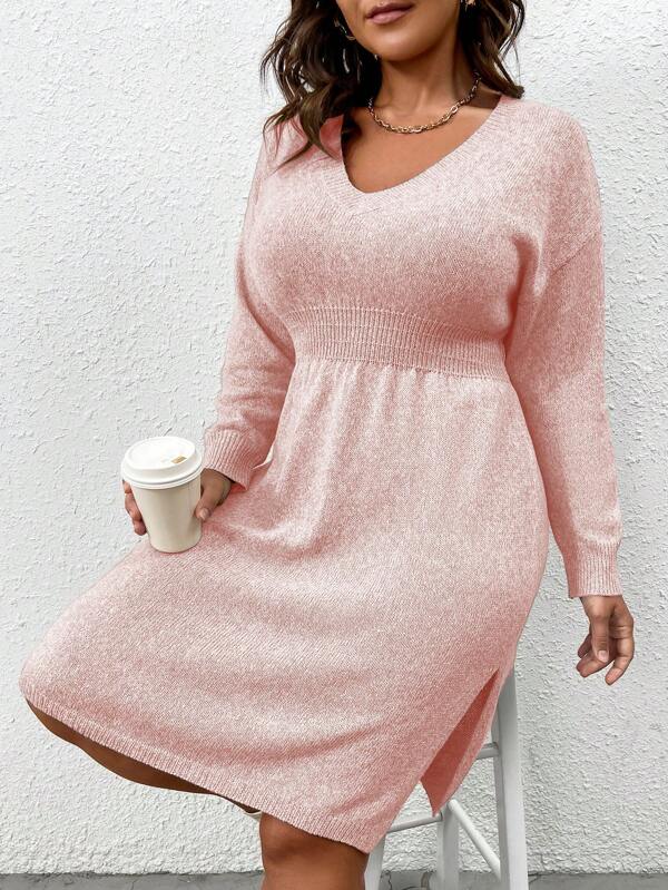 Flared Design High Waist Sweater Dress