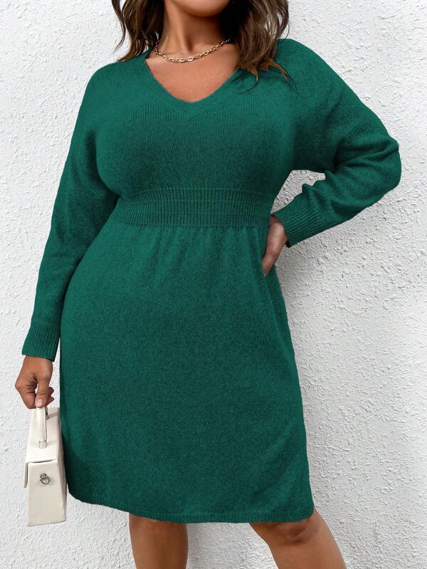 Flared Design High Waist Sweater Dress