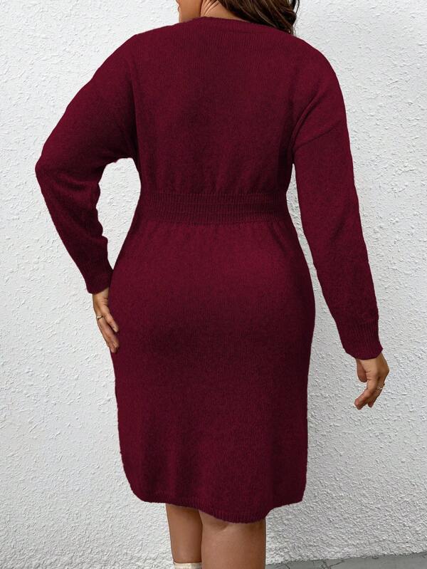 Flared Design High Waist Sweater Dress