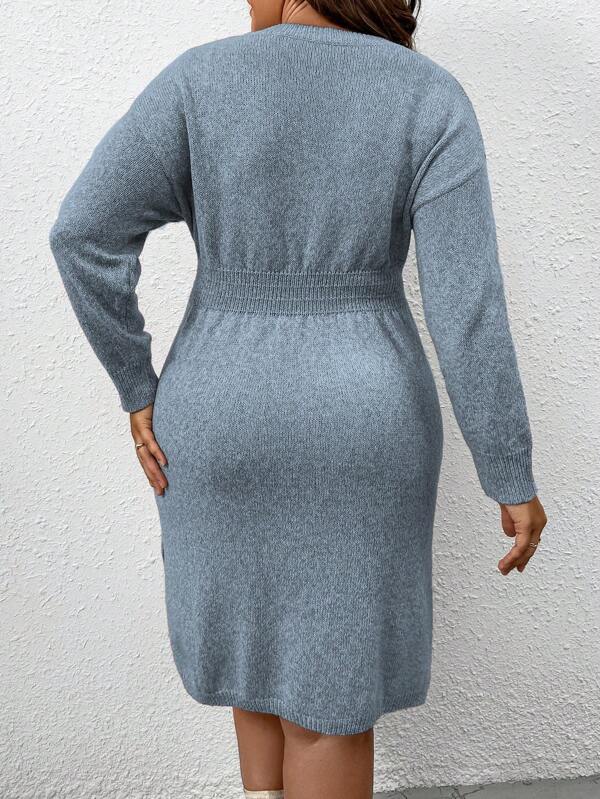 Flared Design High Waist Sweater Dress