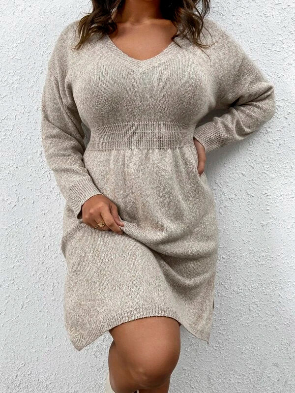 Flared Design High Waist Sweater Dress