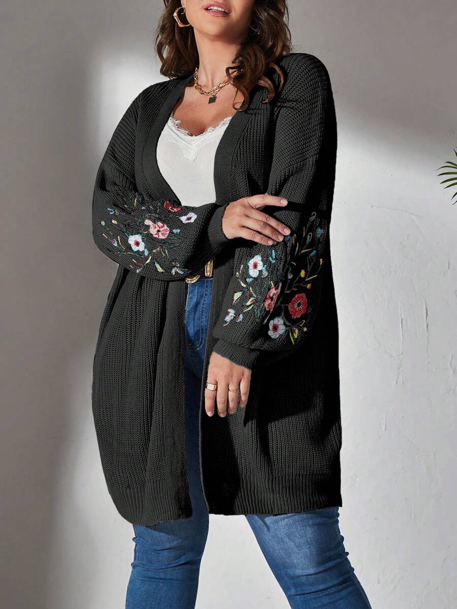 Floral Embroidered Duster Cardigan