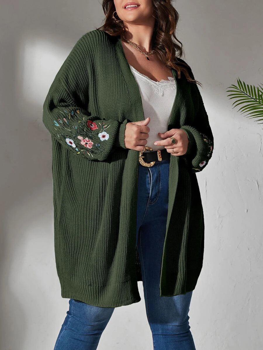 Floral Embroidered Duster Cardigan
