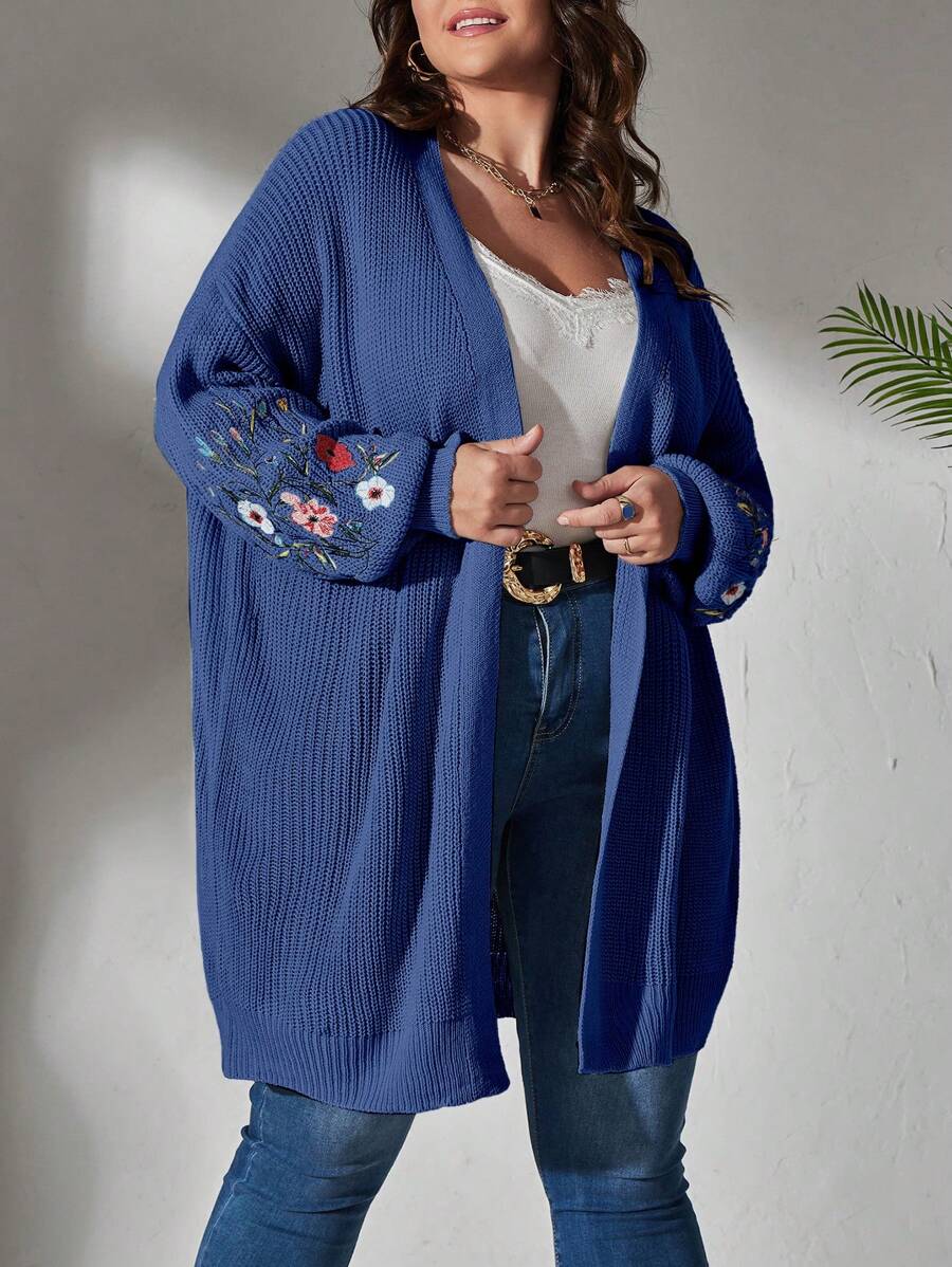 Floral Embroidered Duster Cardigan