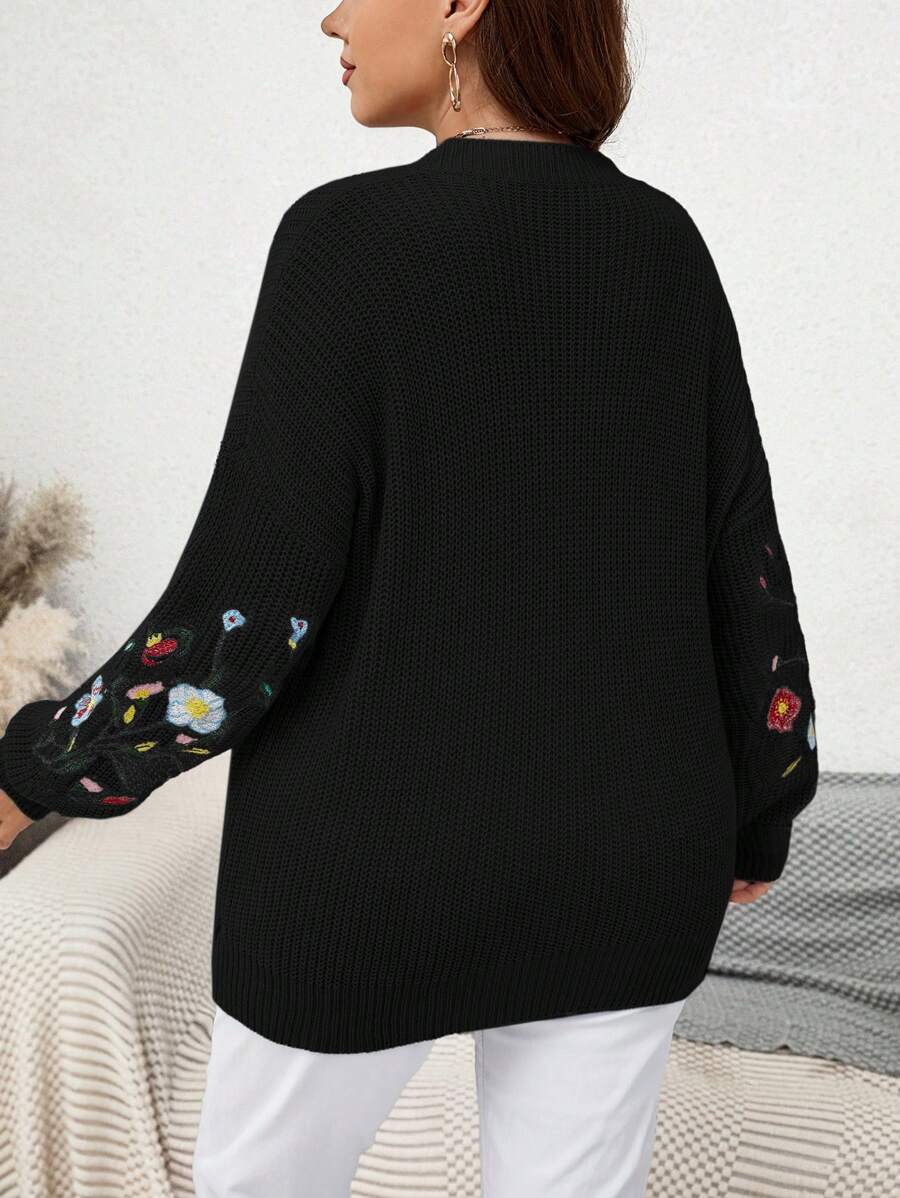 Floral Embroidery Sweater Pullover