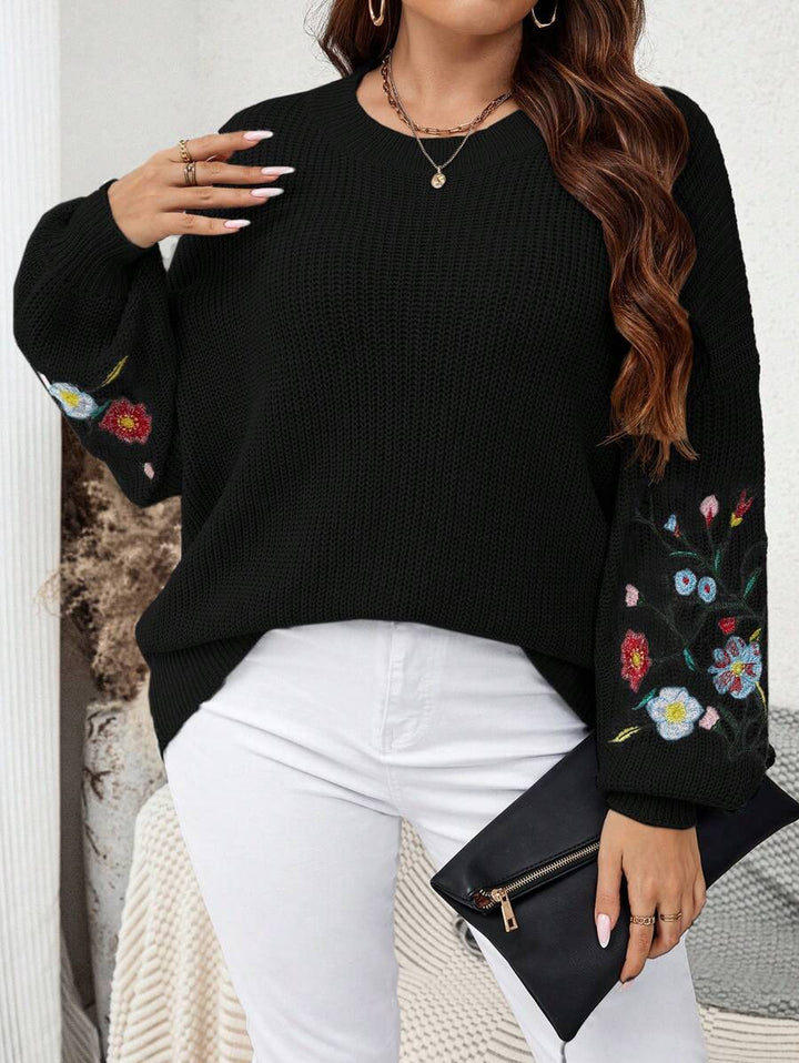 Floral Embroidery Sweater Pullover