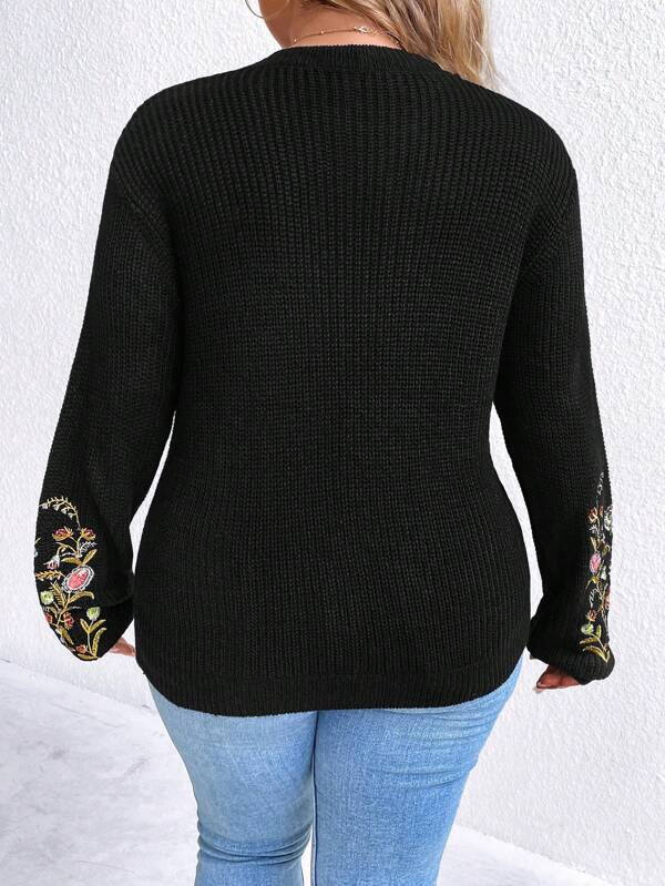 Floral Embroidery Sweater