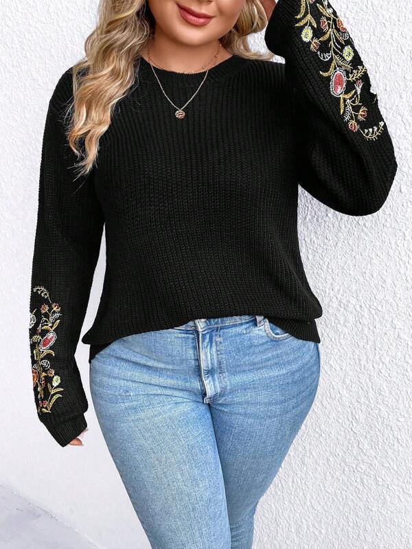 Floral Embroidery Sweater