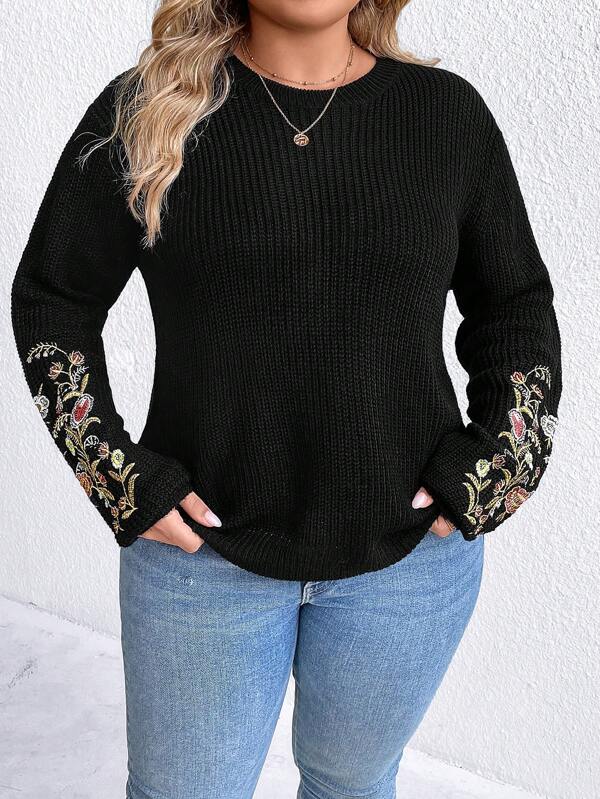 Floral Embroidery Sweater