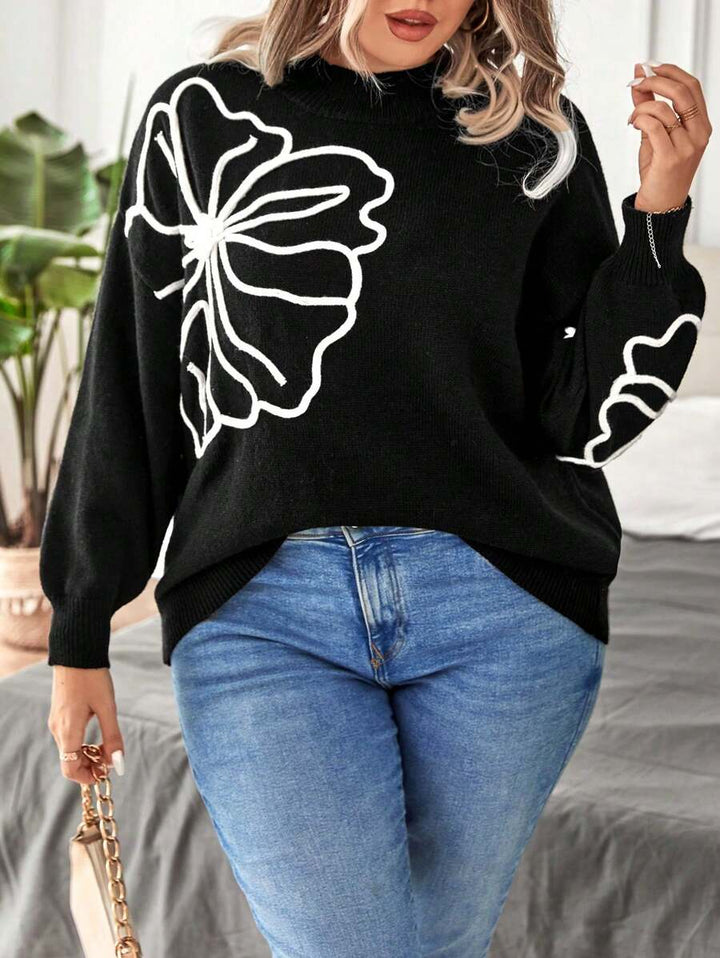 Floral Pattern Elegant Sweater