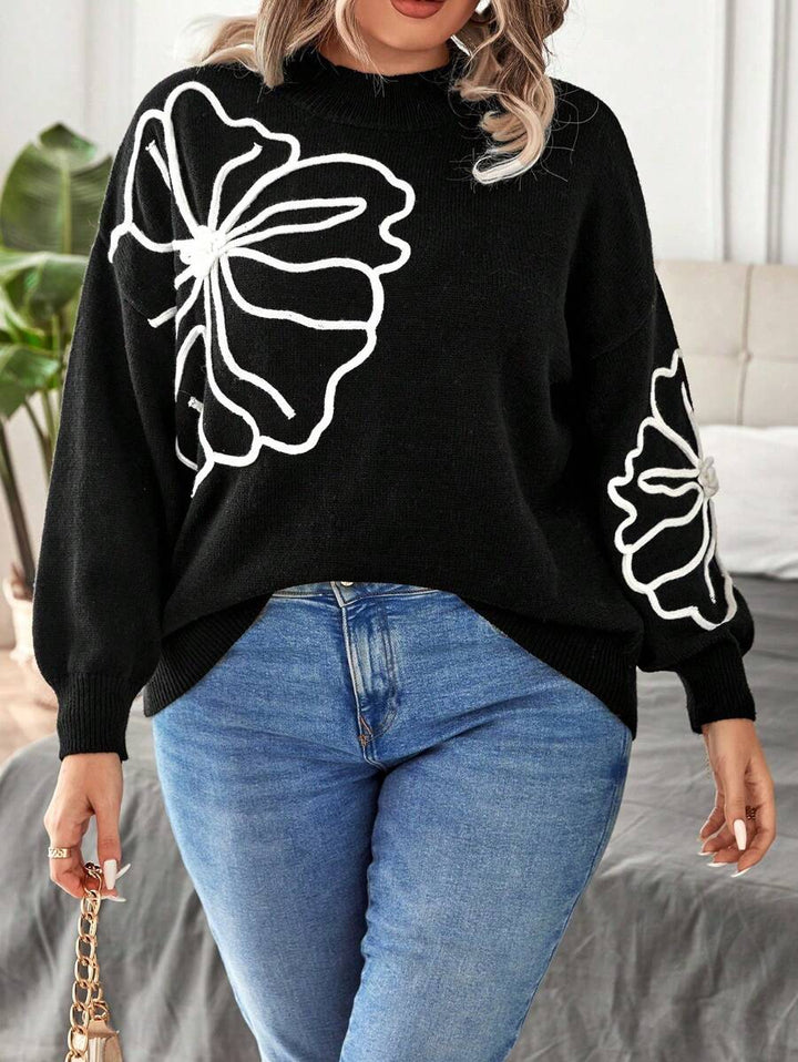 Floral Pattern Elegant Sweater