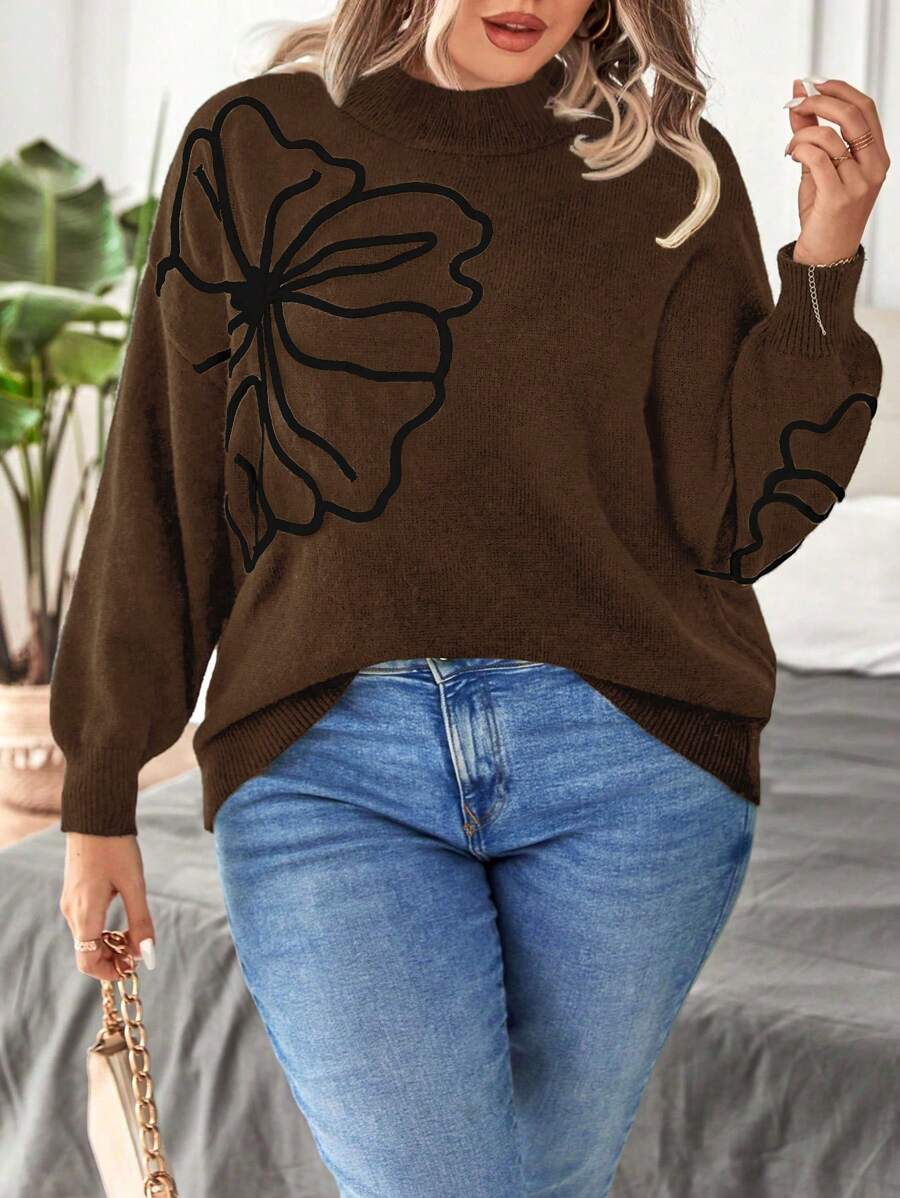 Floral Pattern Elegant Sweater