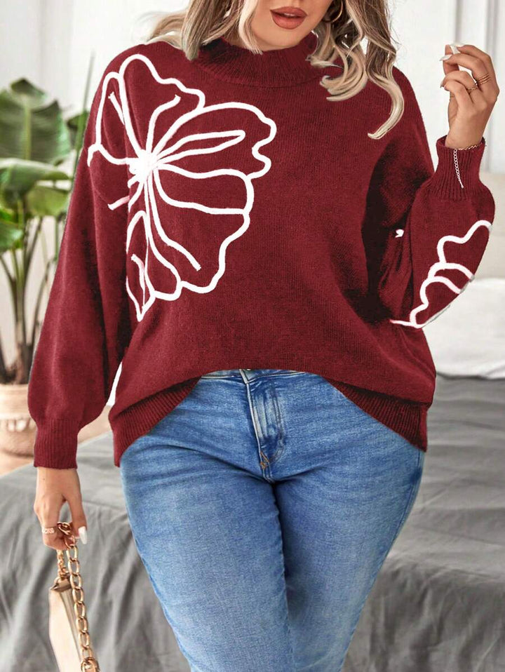 Floral Pattern Elegant Sweater