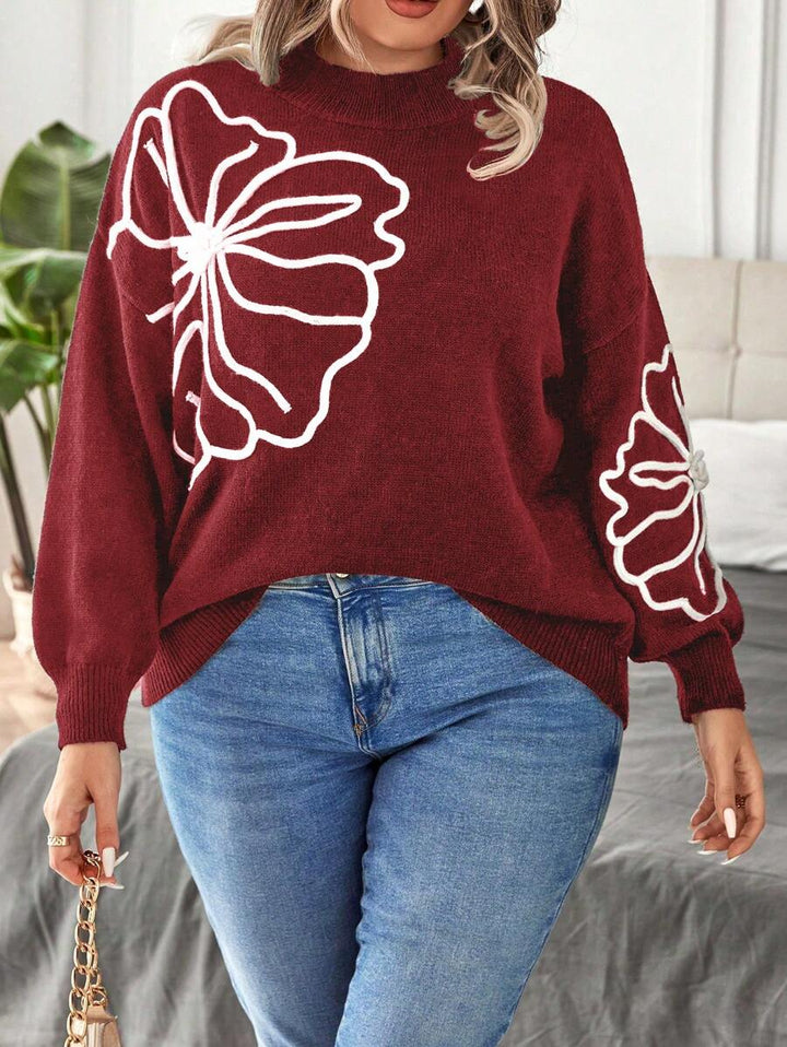 Floral Pattern Elegant Sweater