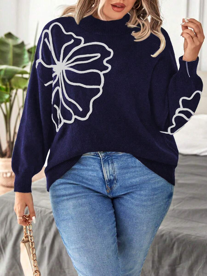 Floral Pattern Elegant Sweater