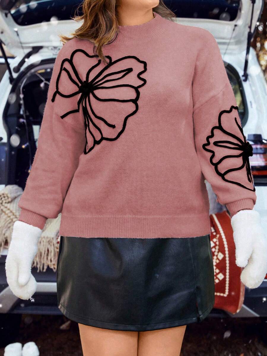 Floral Pattern Elegant Sweater
