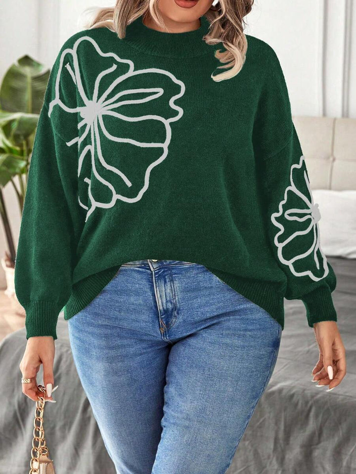 Floral Pattern Elegant Sweater