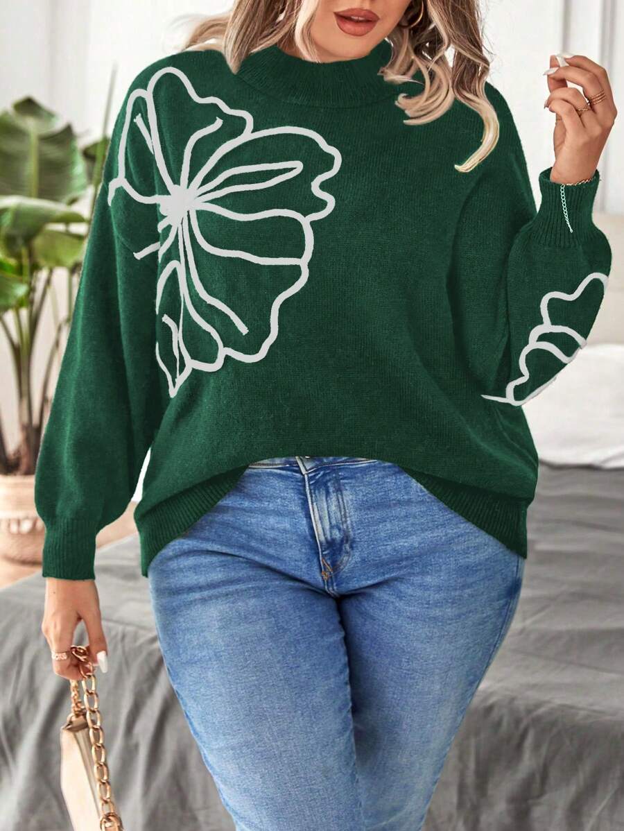 Floral Pattern Elegant Sweater