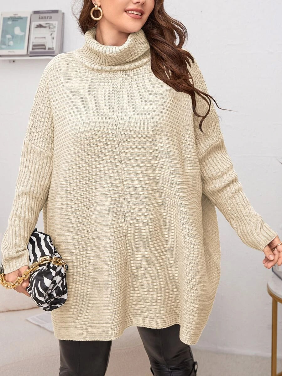 Funnel Neck Batwing Sleeve Sweater