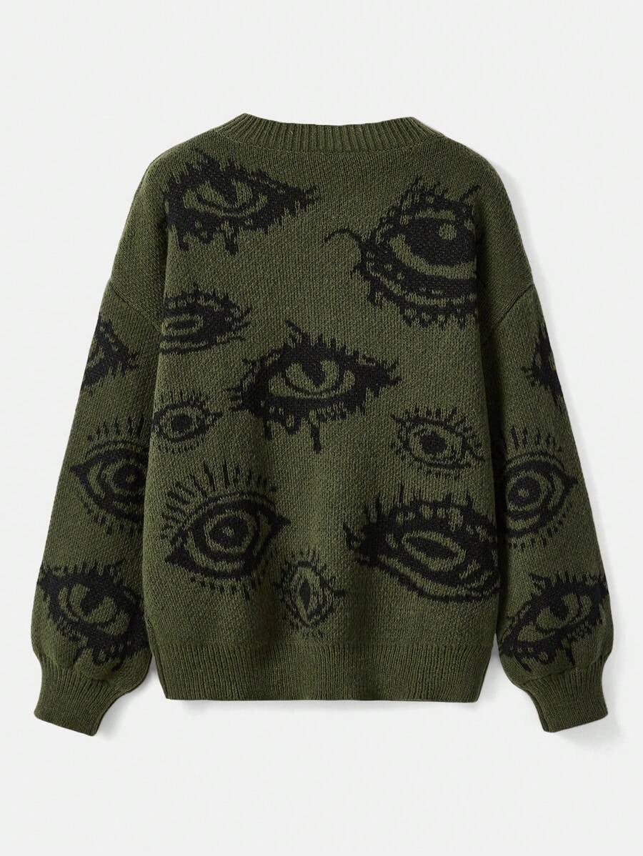 Grunge Punk Lash Pattern Pullover Sweater