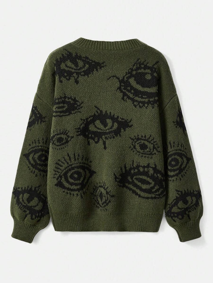 Grunge Punk Lash Pattern Pullover Sweater