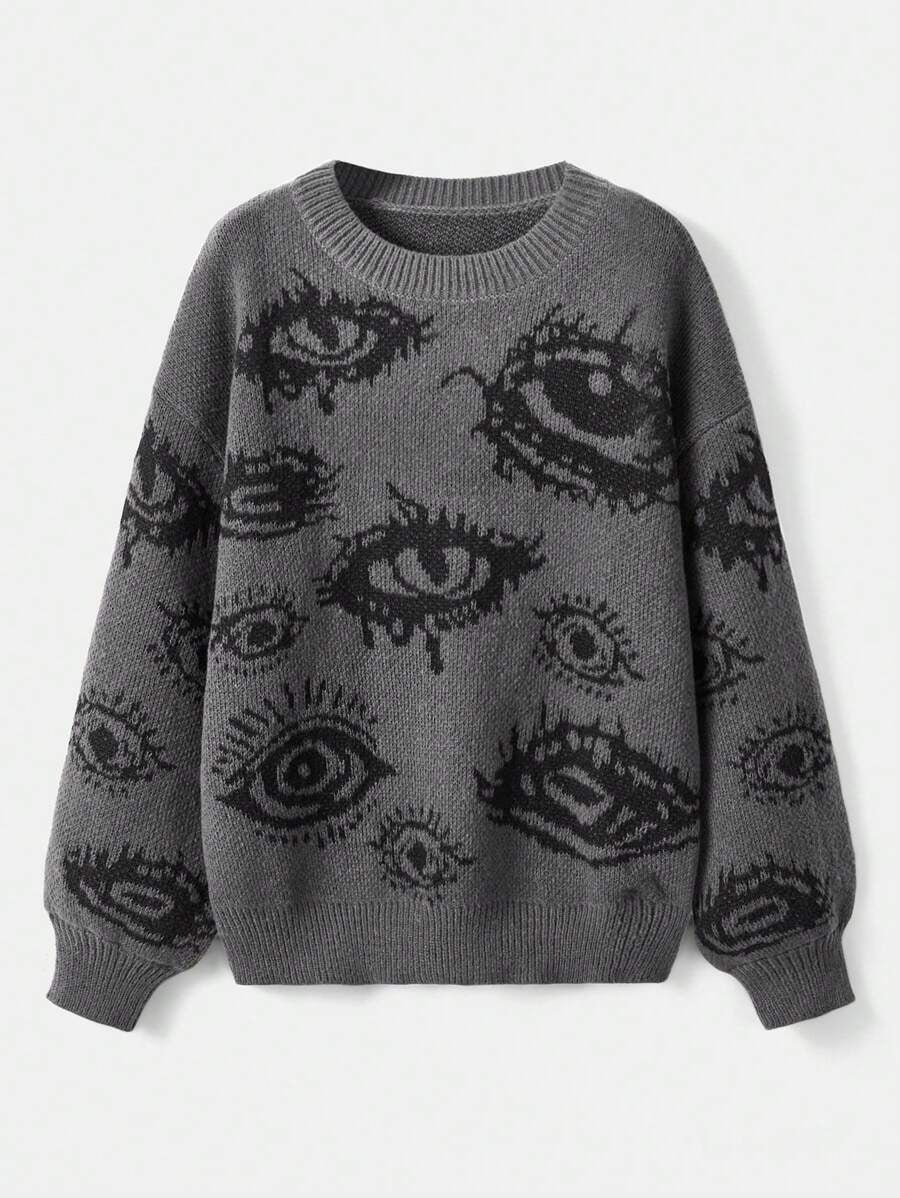 Grunge Punk Lash Pattern Pullover Sweater