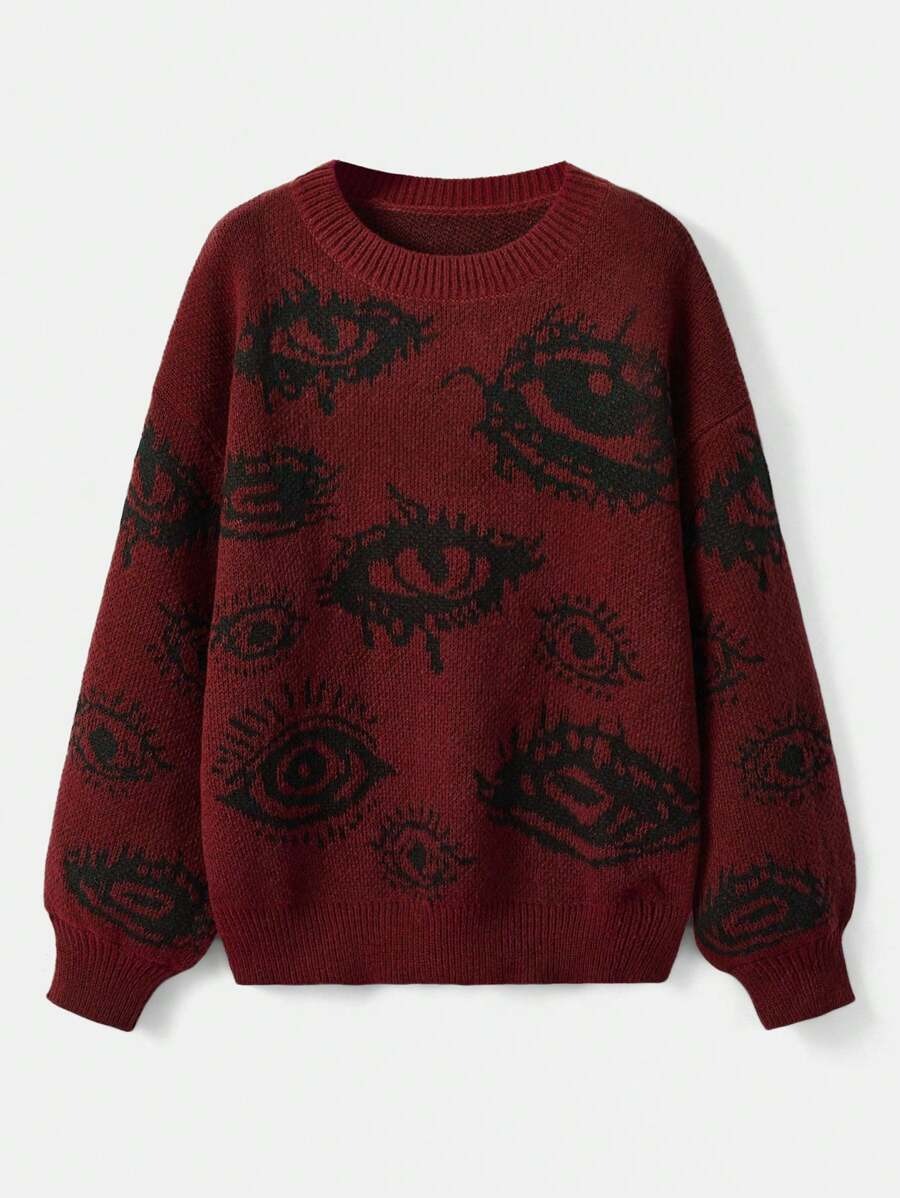 Grunge Punk Lash Pattern Pullover Sweater