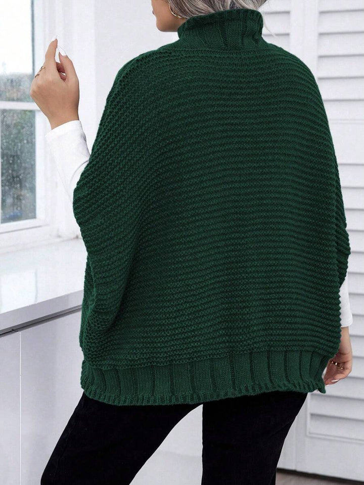 Half High Collar Batwing Sleeve Knit Top